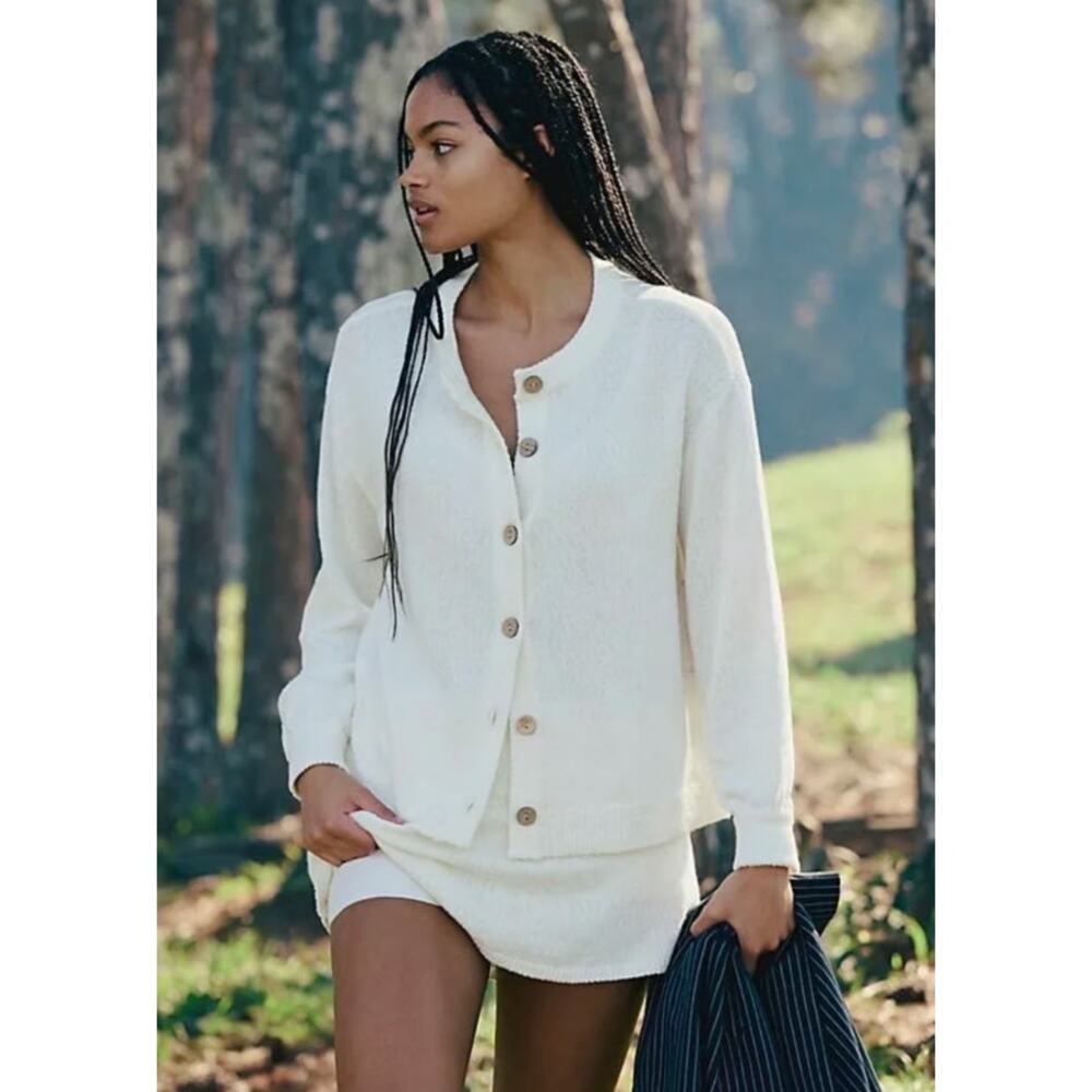 Free People Beach free-est Ameena Cardigan Sweater Cream Size Large